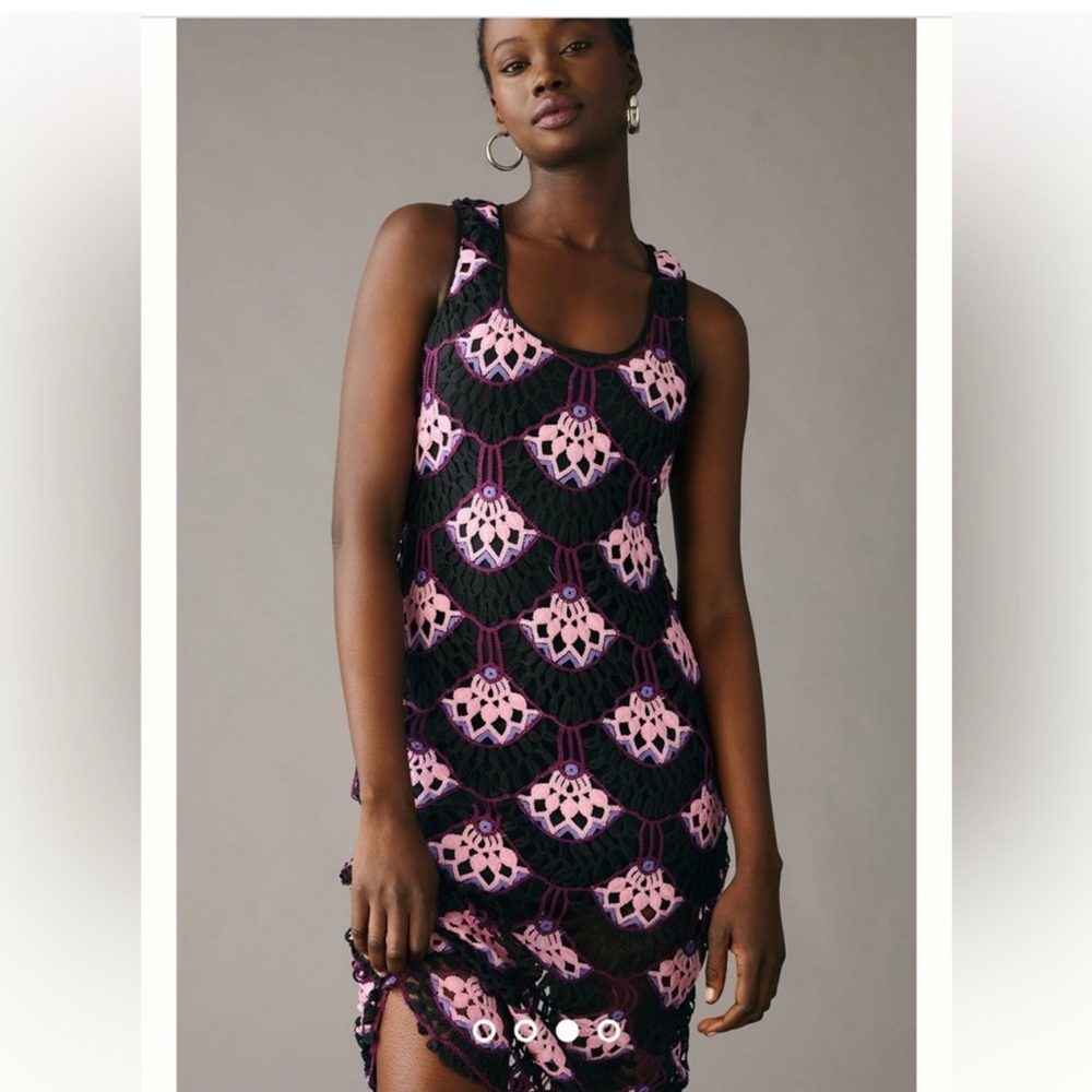 💜Anthropologie Delfi Sleeveless Lace Crochet Knit Dress - Size Small